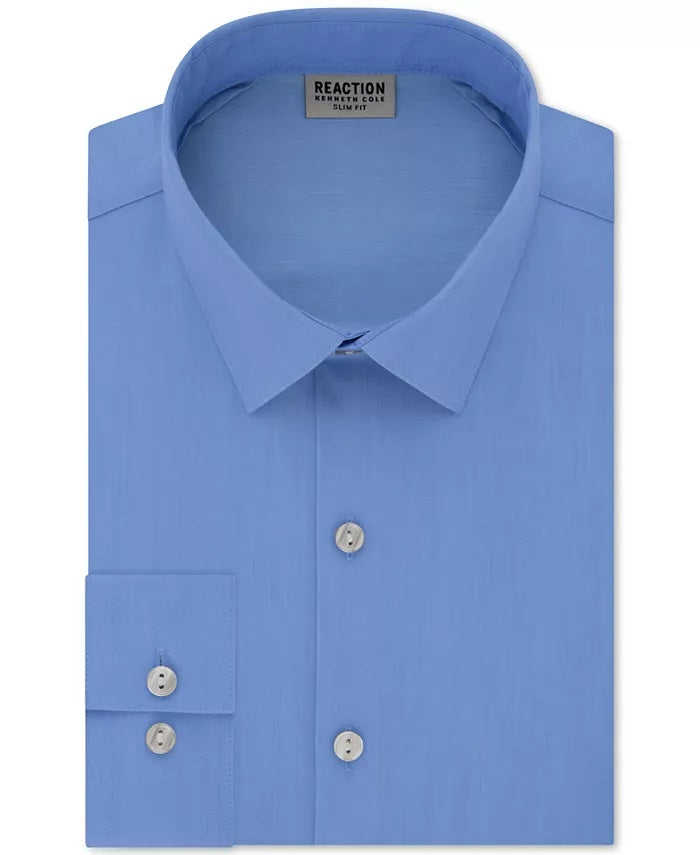 Camisa social masculina Kenneth Cole Reaction Slim Fit All Day Flex Performance Stretch Solid Azul Tamanho 15X3X35