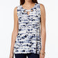 Top Alfani Feminino Petite Estampado com Gola Alta Azul Tamanho PS