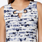 Top Alfani Feminino Petite Estampado com Gola Alta Azul Tamanho PS
