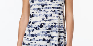 Top Alfani Feminino Petite Estampado com Gola Alta Azul Tamanho PS