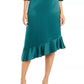 Saia feminina Alfani com babados assimétricos, verde, tamanho 4