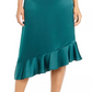 Saia feminina Alfani com babados assimétricos, verde, tamanho 4