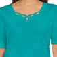 Karen Scott Blusa Feminina de Algodão com Decote em V Verde Tamanho G