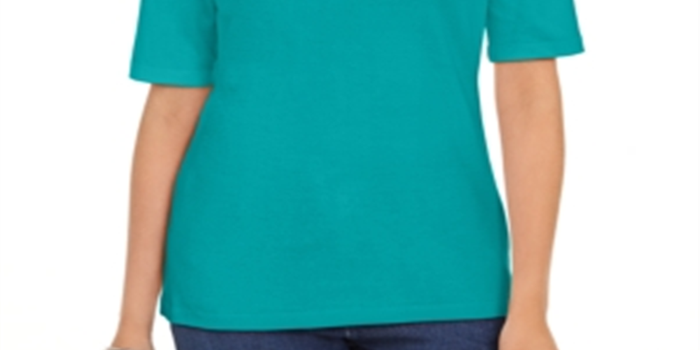 Karen Scott Blusa Feminina de Algodão com Decote em V Verde Tamanho G