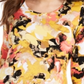 JM Collection Blusa feminina estampada com manga 3/4 e decote redondo, tamanho amarelo -XL