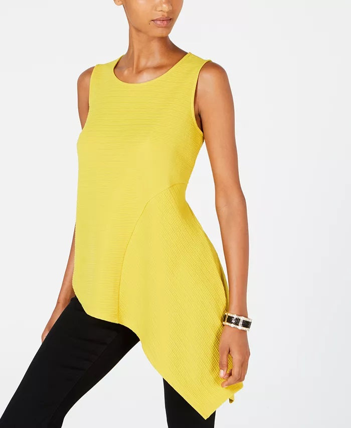 Top Alfani Feminino com Bainha Assimétrica Dourado Tamanho P