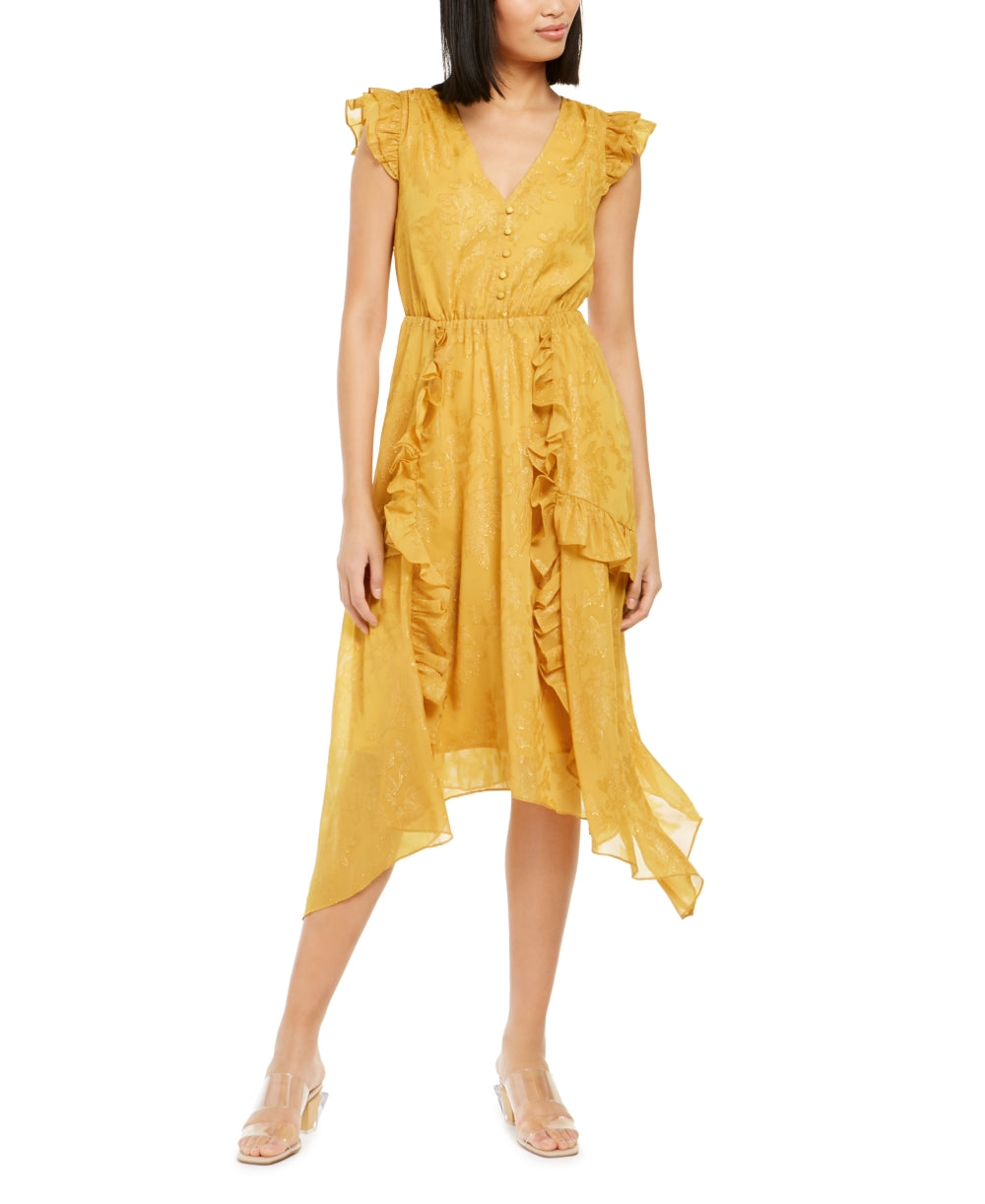 Vestido midi feminino Petite Burnout-Print da INC International Concepts, amarelo, tamanho pequeno