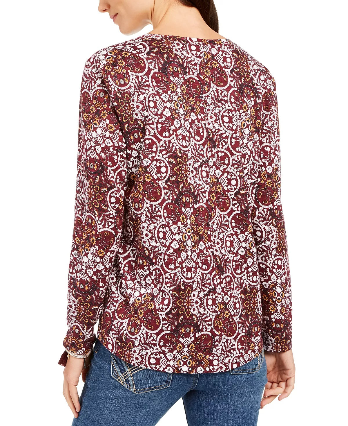 Blusa estampada feminina Style &amp; Co, roxa, tamanho X-S