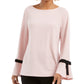 Charter Club Top feminino de crepe com detalhe de gravata rosa tamanho PL