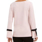Charter Club Top feminino de crepe com detalhe de gravata rosa tamanho PL