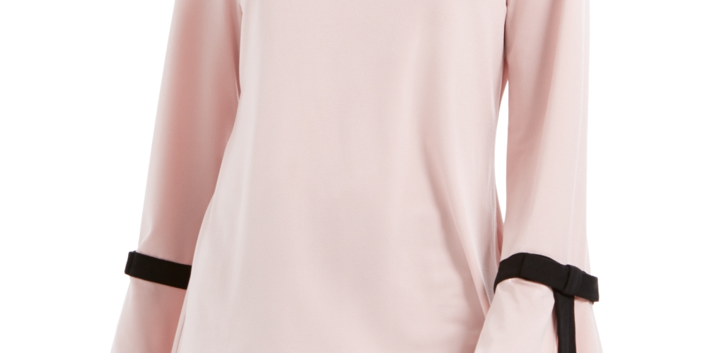 Charter Club Top feminino de crepe com detalhe de gravata rosa tamanho PL