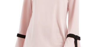 Charter Club Top feminino de crepe com detalhe de gravata rosa tamanho PL