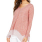 Túnica feminina estilo camadas estilo &amp; co rosa tamanho -L