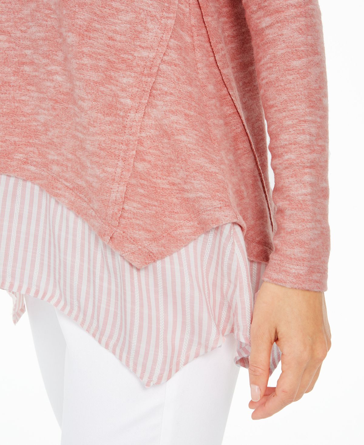 Túnica feminina estilo camadas estilo &amp; co rosa tamanho -L