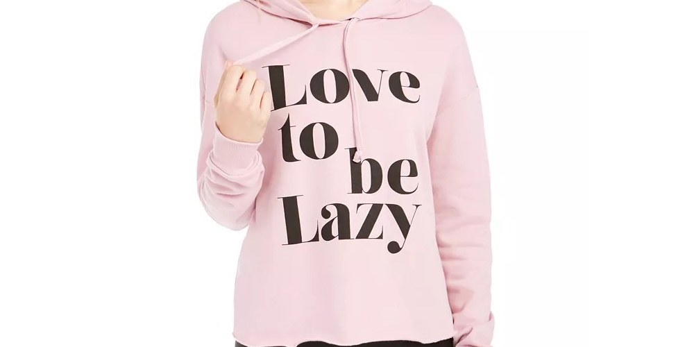 Moletom com capuz Rebellious One Junior's Love To Be Lazy rosa tamanho X-G