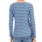 Charter Club Top feminino estampado pequeno com manga 3/4, azul, tamanho G