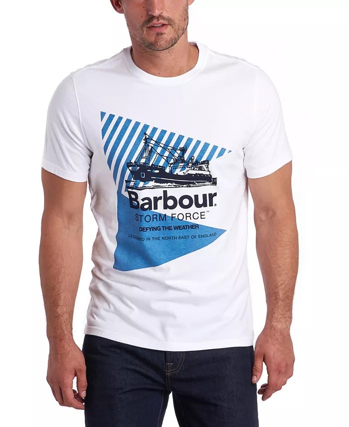 Camiseta gráfica com logotipo Barbour Vessel Stormforce masculina, branca, tamanho extragrande
