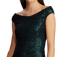 Vestido Ralph Lauren Feminino com Lantejoulas, Manga Curta, Ombro a Ombro, Comprimento Médio, Formal, Verde, Tamanho 14