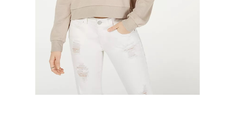 Blusa de malha waffle com zíper Crave Fame Juniors, bege, tamanho pequeno