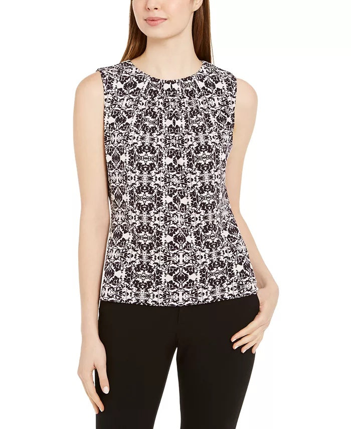 Blusa feminina Calvin Klein estampada sem mangas preta tamanho PXS