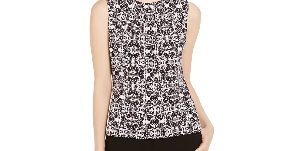 Blusa feminina Calvin Klein estampada sem mangas preta tamanho PXS