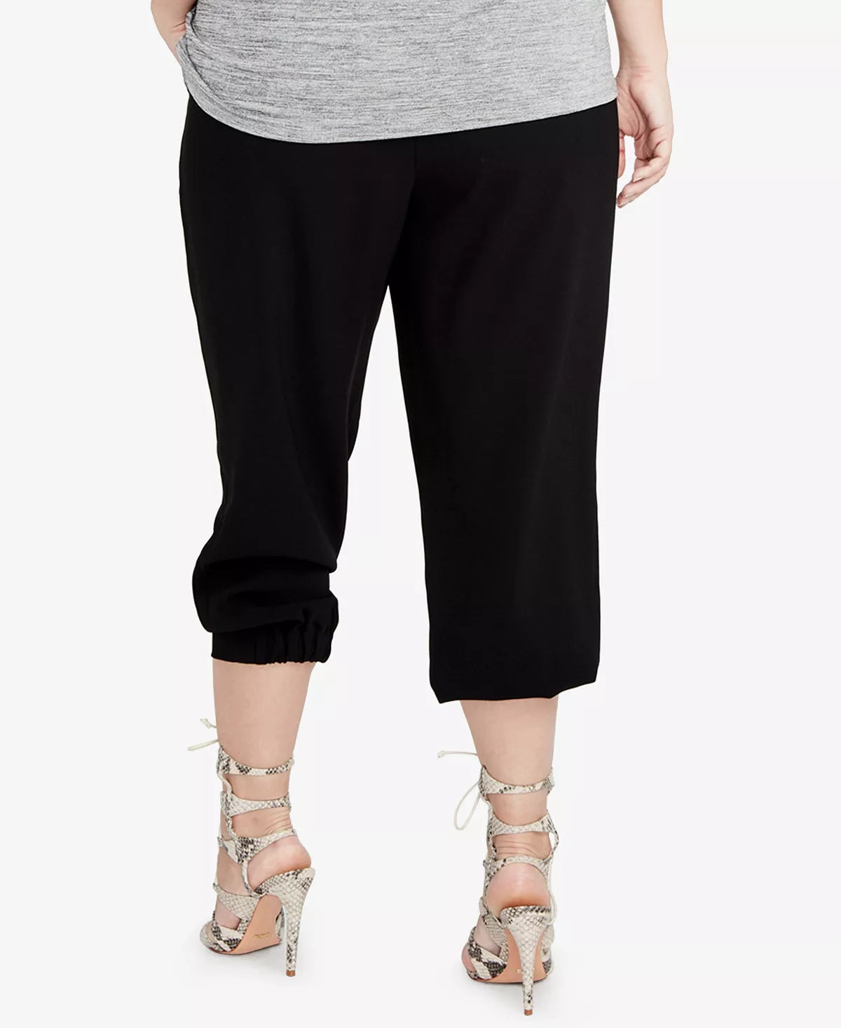 Calça jogger curta feminina Rachel Roy Trendy Plus, preta, tamanho 0X