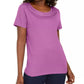 Camiseta feminina Karen Scott de algodão com acabamento em crochê, roxa, tamanho médio
