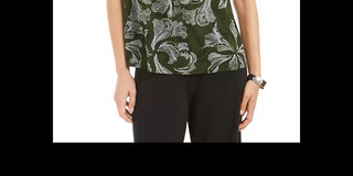 Blusa feminina Alfani com gola falsa e franzida, preta/vermelha/branca, tamanho P/P