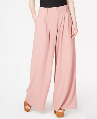 Bar III Women's Pleated Wide Leg Pants Red Size 4
