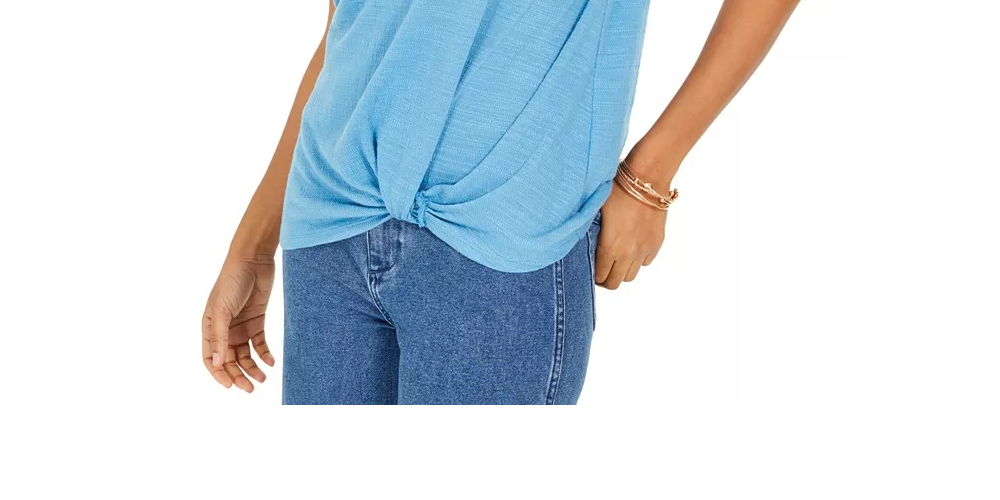 Top de renda com detalhes estilo &amp; co feminino azul tamanho extragrande