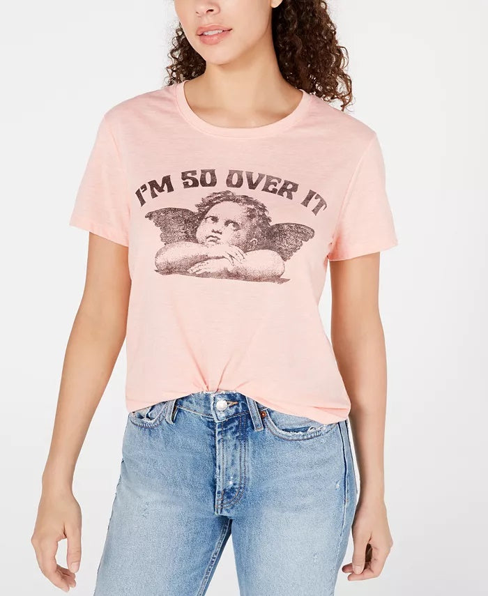 Camiseta Love Tribe Junior's I'm So Over It Rosa Tamanho Médio