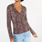 Blusa estampada estilo franzido para calouros e juniores, preta, tamanho extragrande
