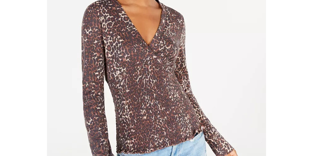 Blusa estampada estilo franzido para calouros e juniores, preta, tamanho extragrande