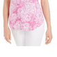 JM Collection Blusa feminina estampada com ombros descobertos e decote redondo, rosa, tamanho XX-G