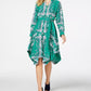 Vestido-camisa feminino com bainha de lenço estampado Charter Club, verde, tamanho pequeno G