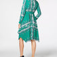 Vestido-camisa feminino com bainha de lenço estampado Charter Club, verde, tamanho pequeno G