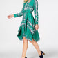 Vestido-camisa feminino com bainha de lenço estampado Charter Club, verde, tamanho pequeno G