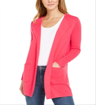 Suéter feminino Charter Club Milano de algodão com abertura frontal, rosa, tamanho XS