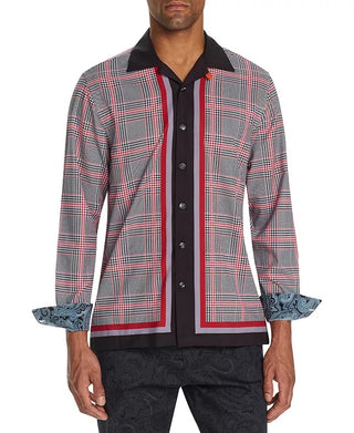 Camisa Masculina Tallia Slim Fit Performance Stretch Check Manga Longa Camp Vermelha Tamanho Médio