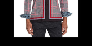 Camisa Masculina Tallia Slim Fit Performance Stretch Check Manga Longa Camp Vermelha Tamanho Médio
