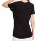 Camiseta feminina Sloane de manga curta e rayon, gola redonda, preta, tamanho médio