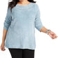 Karen Scott Suéter Feminino Plus Size Gola Canoa Chenille Azul Tamanho 2X
