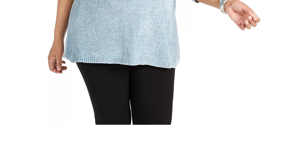 Karen Scott Suéter Feminino Plus Size Gola Canoa Chenille Azul Tamanho 2X