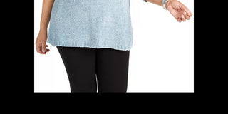 Karen Scott Suéter Feminino Plus Size Gola Canoa Chenille Azul Tamanho 2X