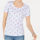 Karen Scott Blusa Feminina Petite Ladybug com Estampa Gingham Azul Tamanho Pequeno