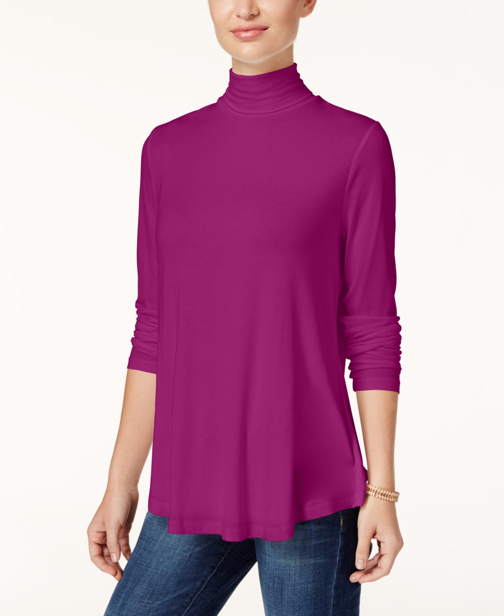 JM Collection Top feminino de gola alta pequena rosa tamanho PXL