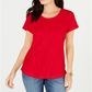 Camiseta feminina de algodão com gola redonda Style &amp; Co - vermelha, tamanho XXL