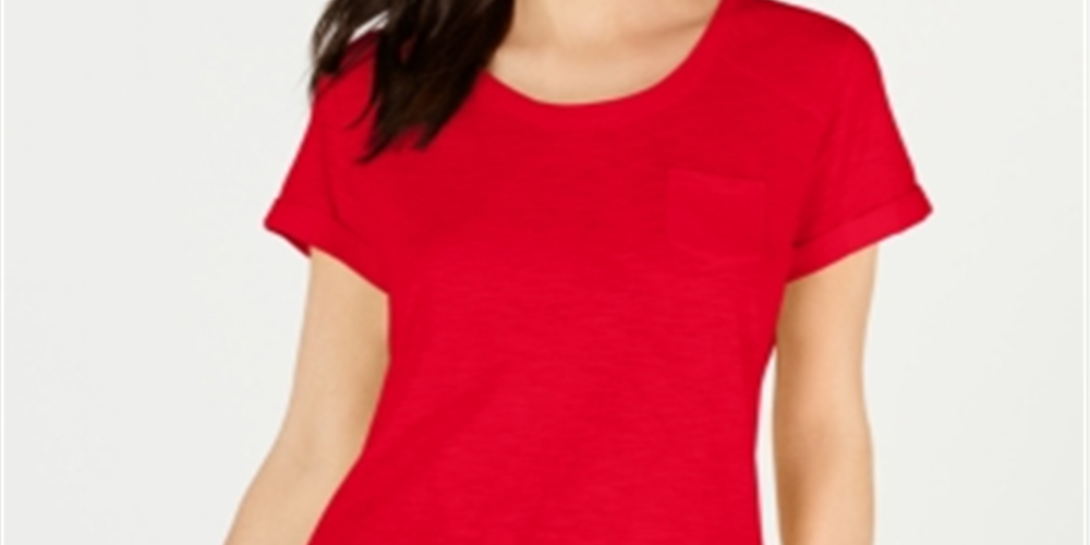 Camiseta feminina de algodão com gola redonda Style &amp; Co - vermelha, tamanho XXL
