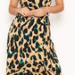 Vestido longo feminino AX Paris com estampa de leopardo e babados, marrom, tamanho 13