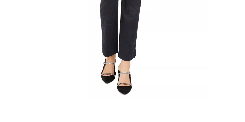 Calças de controle de barriga Alfani femininas Jacquard azul tamanho 2 petite